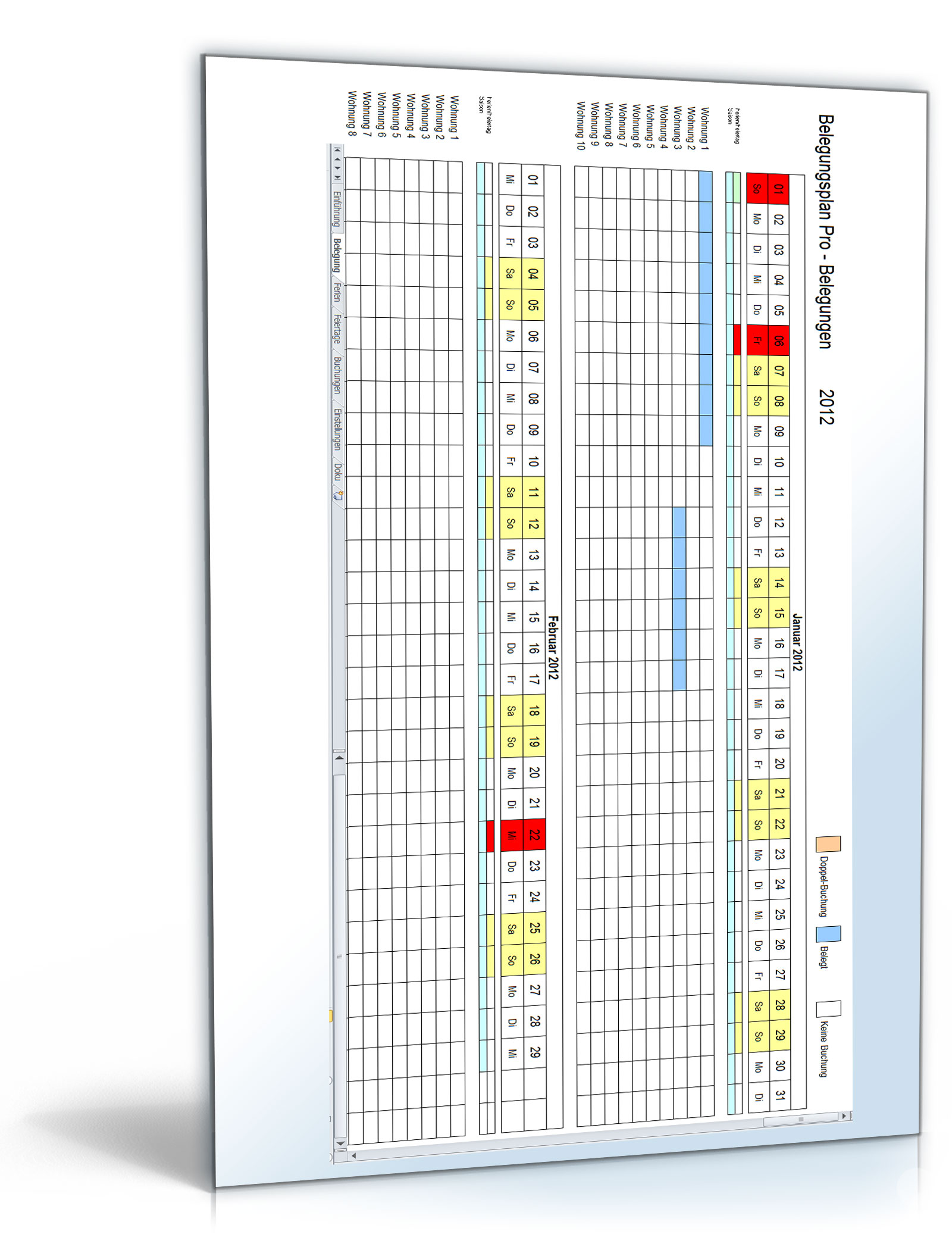Der genial einfache Belegungsplan Pro unter Excel Dokument zum Download