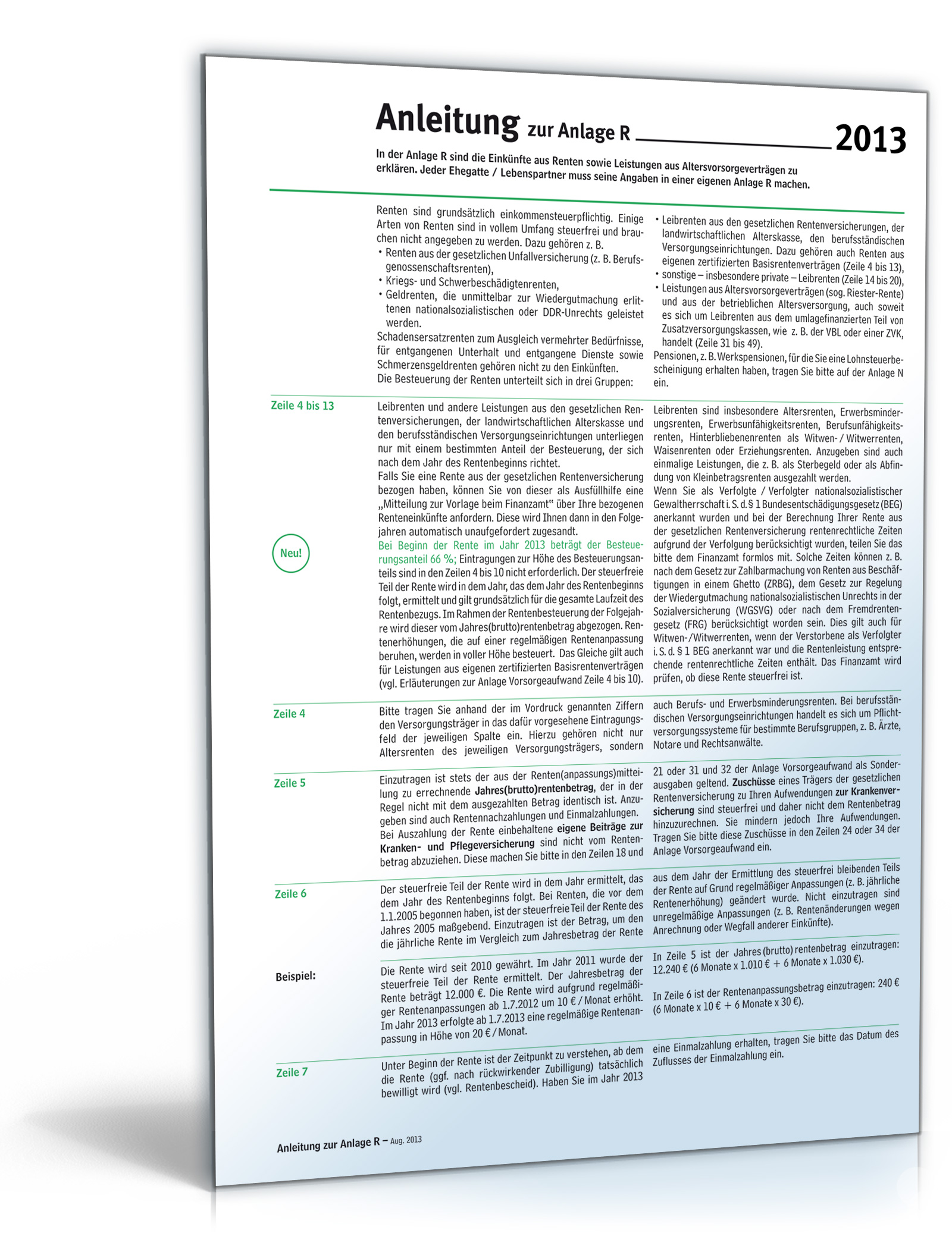 Anleitung Anlage R 2013 Dokument zum Download