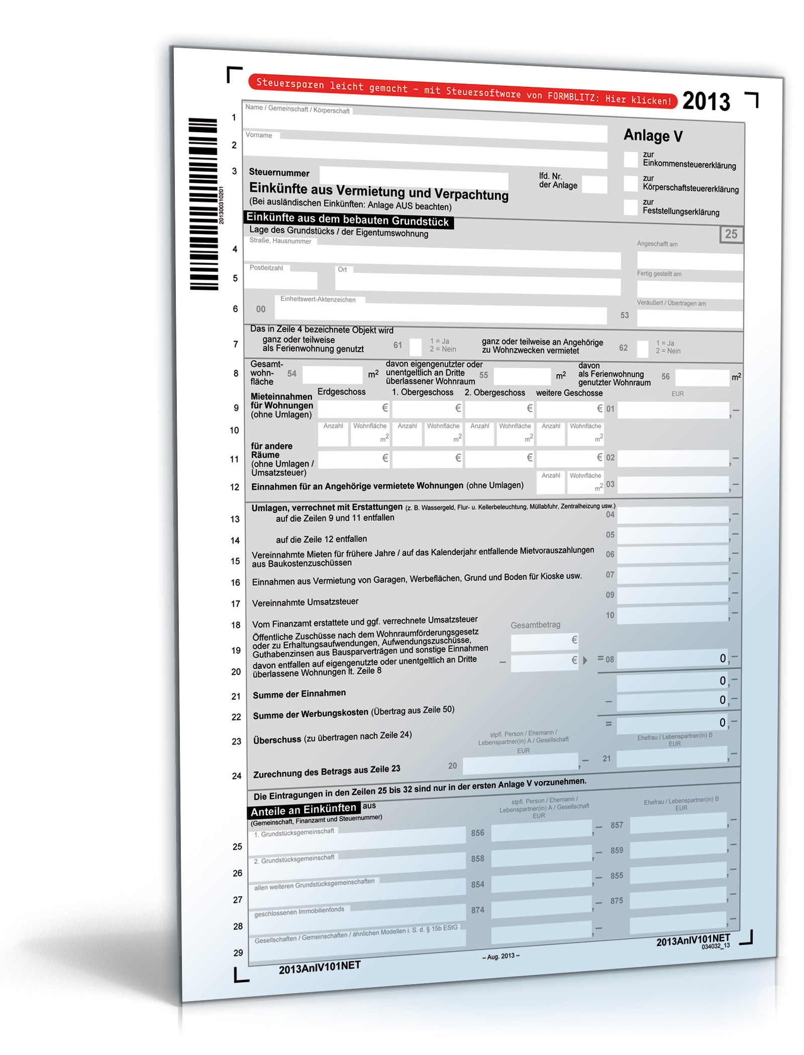 Anlage V 2013 Dokument zum Download