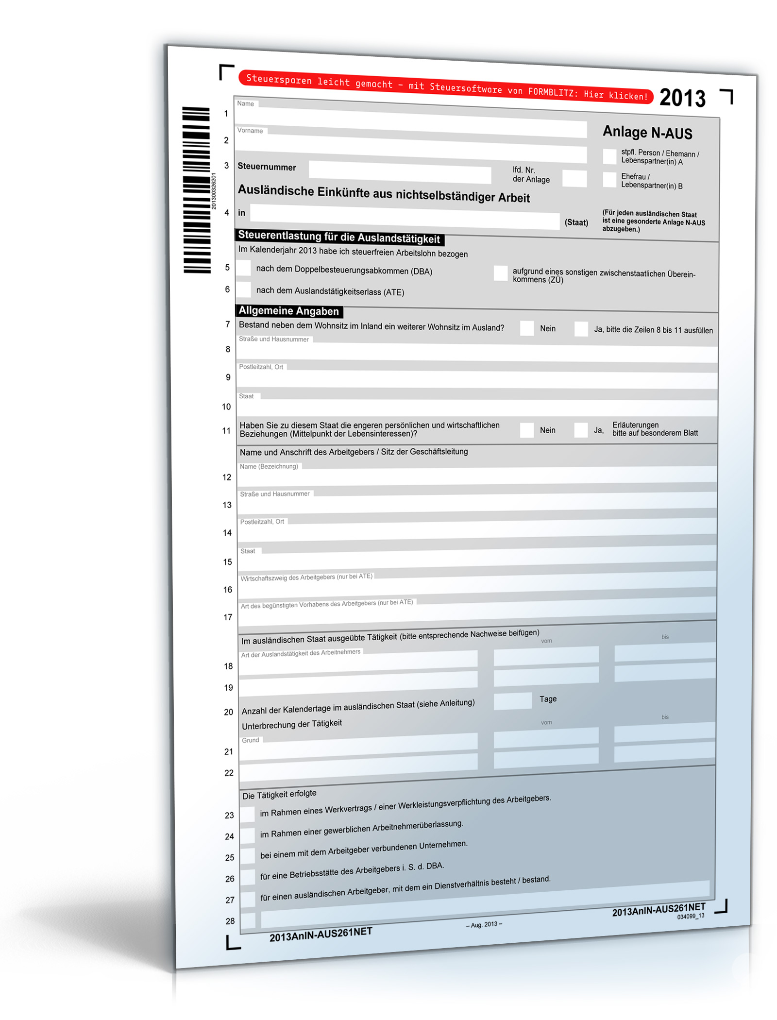 Anlage N-AUS 2013 Dokument zum Download