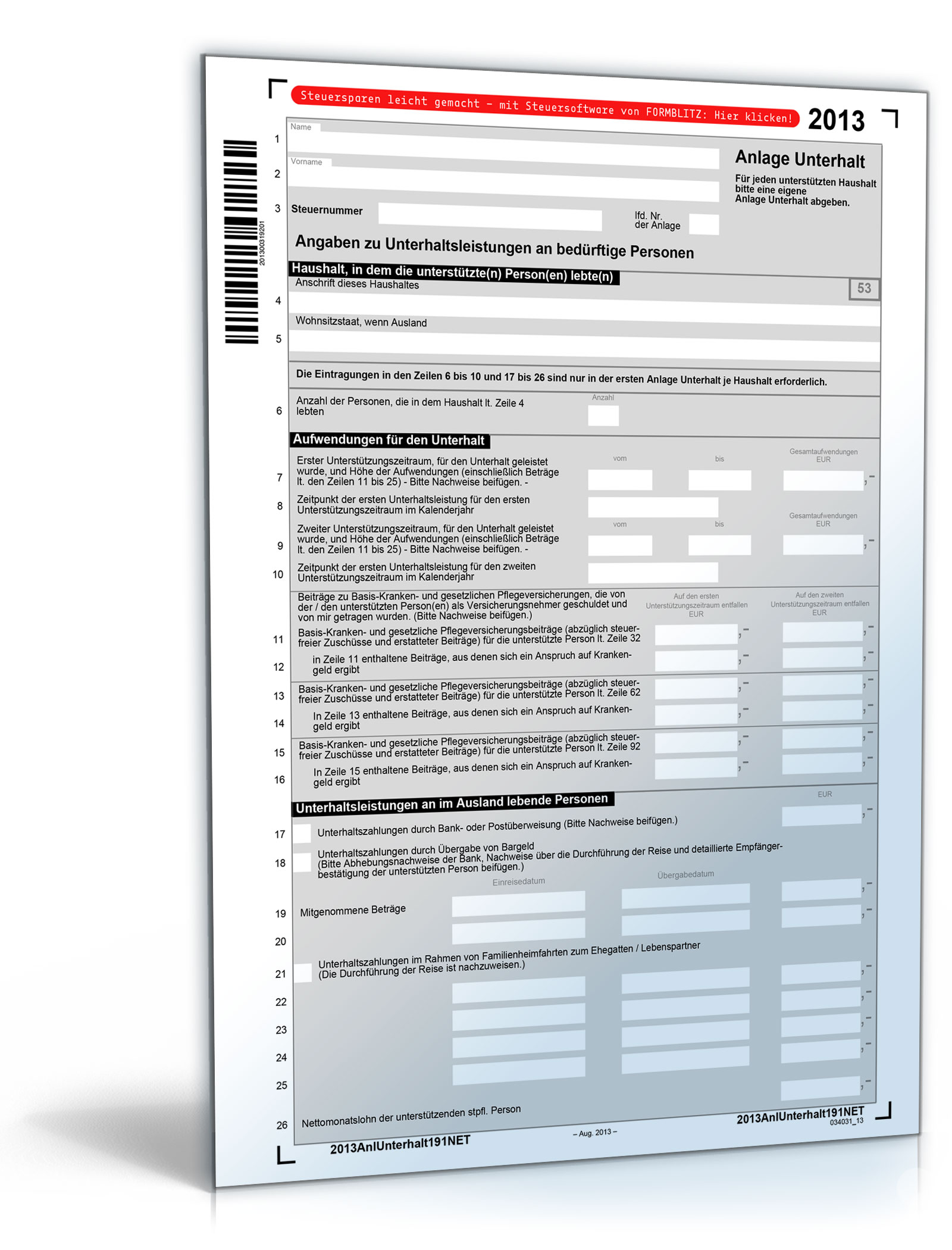 Anlage Unterhalt 2013 Dokument zum Download