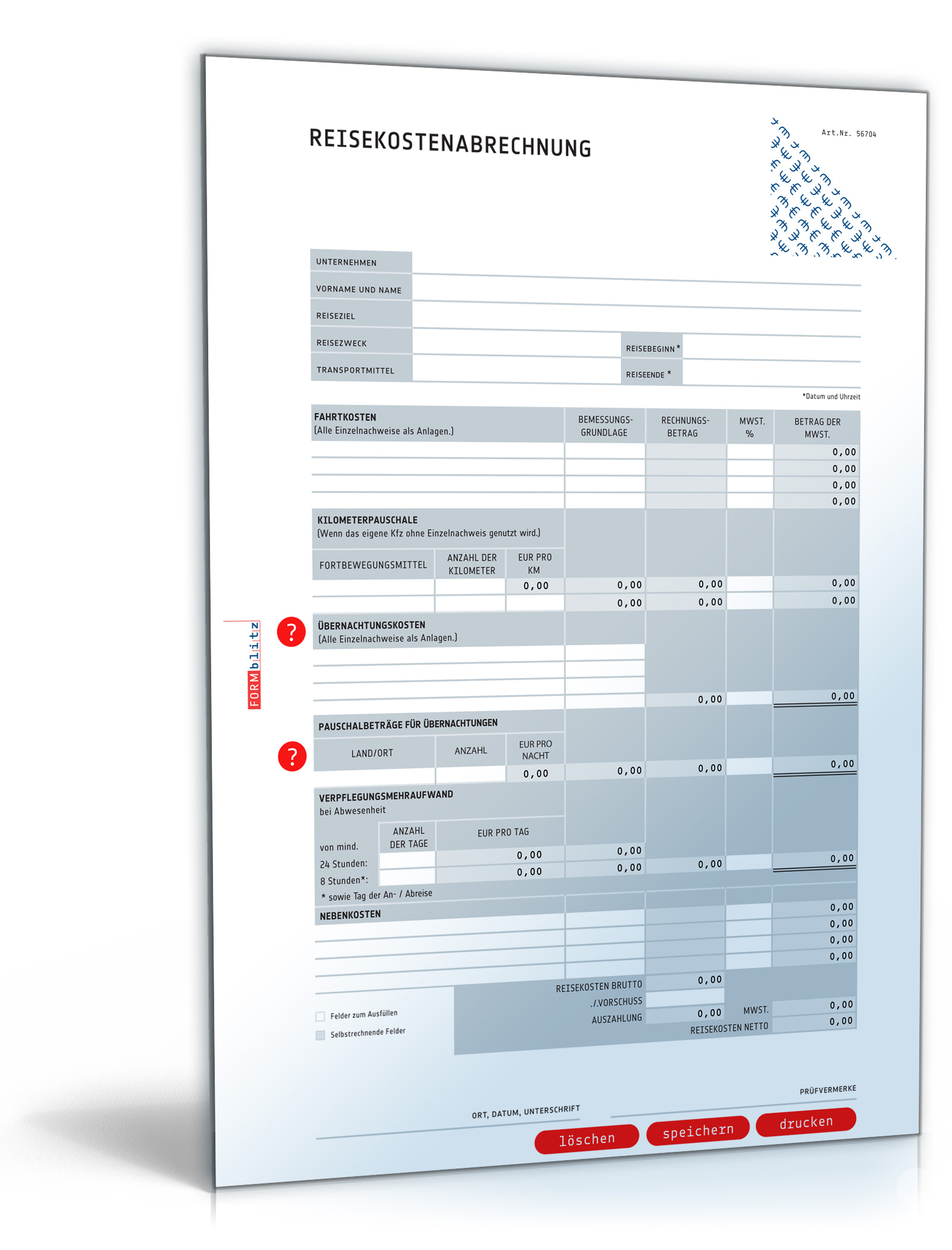 Reisekostenabrechnung 2014 Dokument zum Download