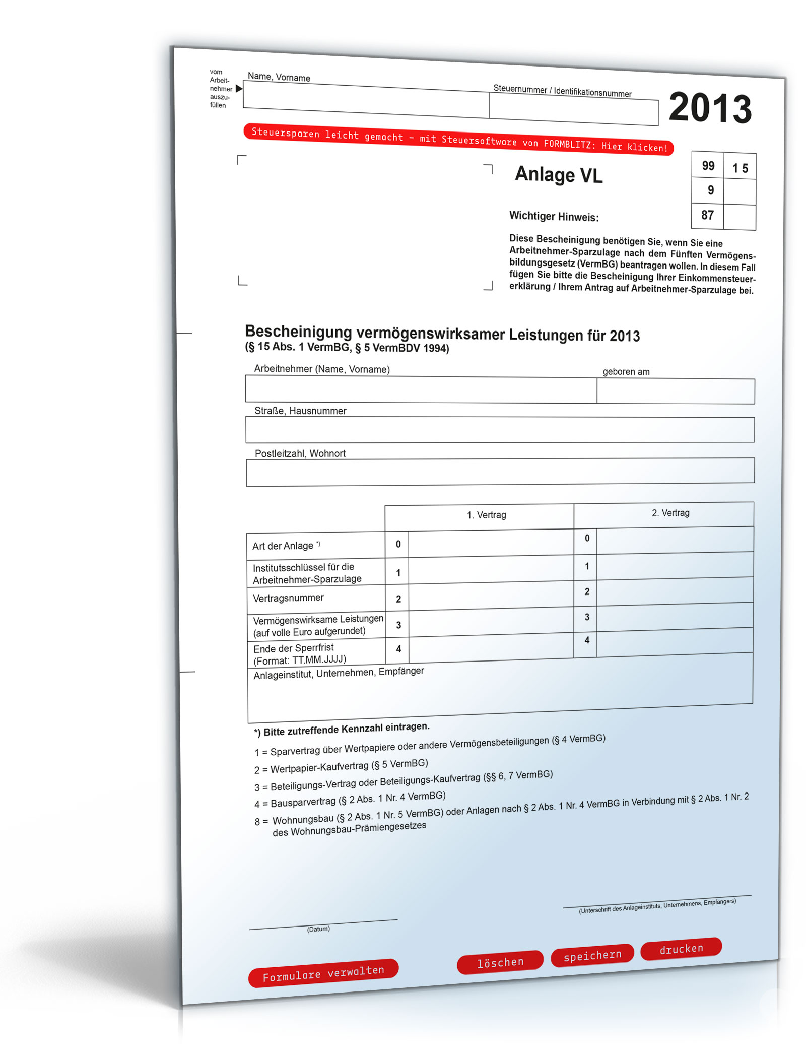 Anlage VL 2013 Dokument zum Download