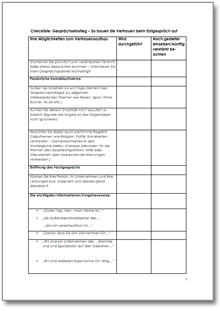 Checkliste - Gesprächseinstieg mit Geschäftskunden Dokument zum Download