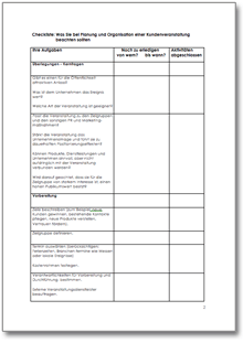 Checkliste - Kundenveranstaltung Dokument zum Download