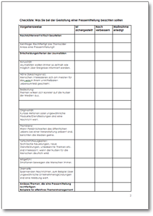 Checkliste - Pressemitteilung für Ihr Unternehmen Dokument zum Download