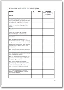 Checkliste - Prospektentwürfe Dokument zum Download