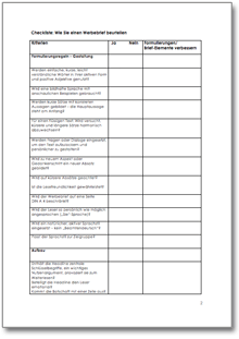 Checkliste - Werbebriefbeurteilung Dokument zum Download