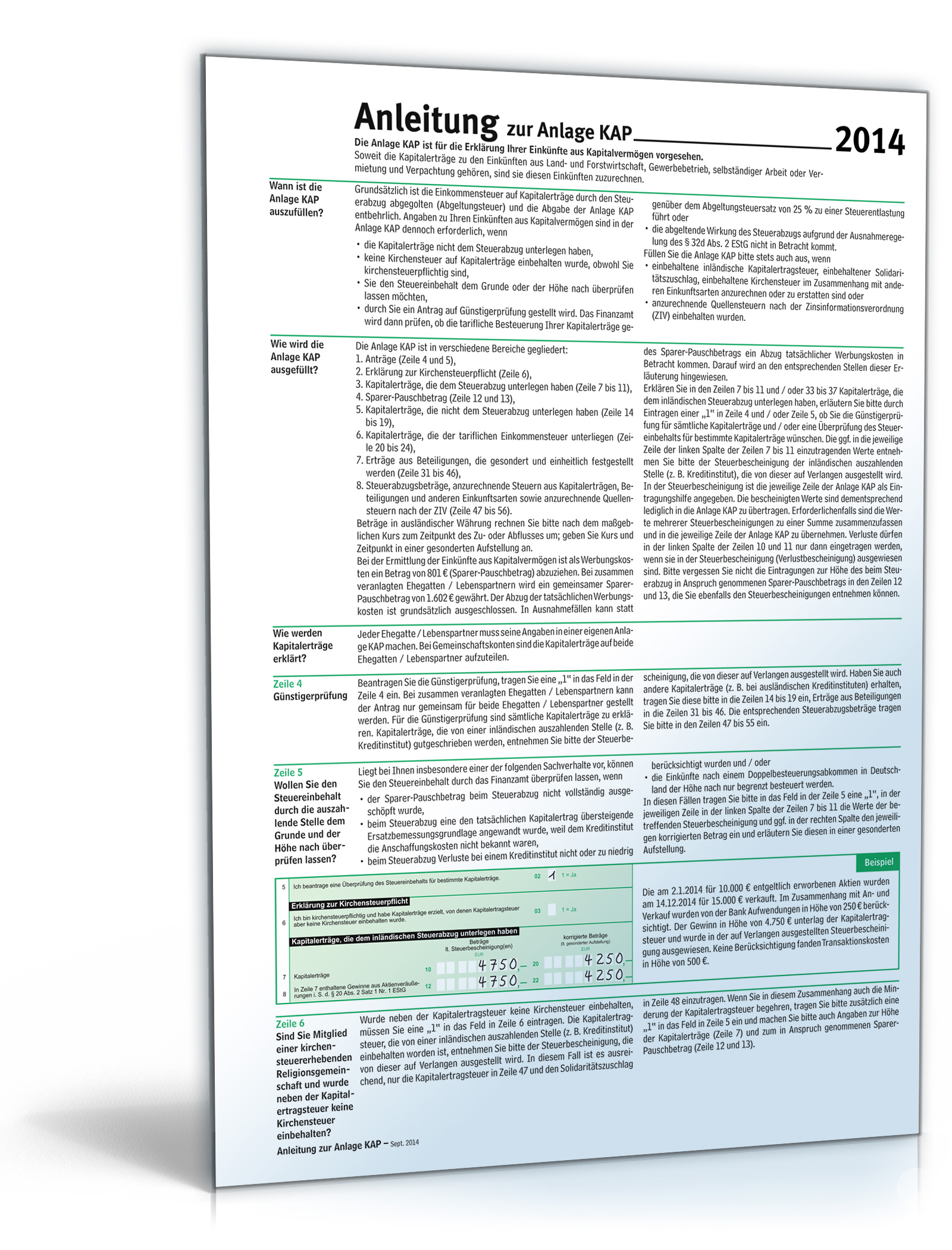 Anleitung Anlage KAP 2014 Dokument zum Download