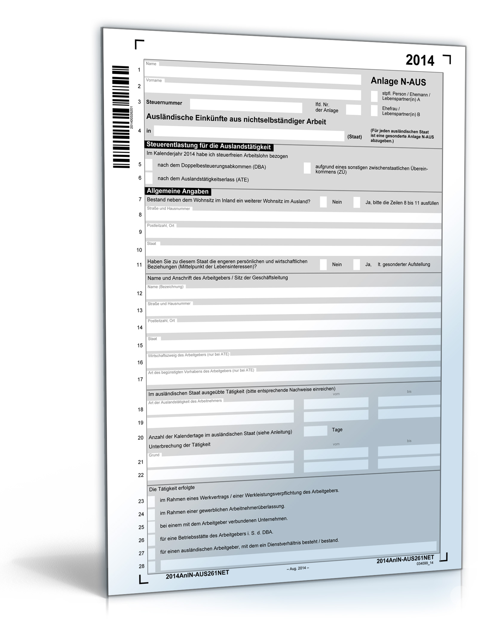 Anlage N-AUS 2014 Dokument zum Download