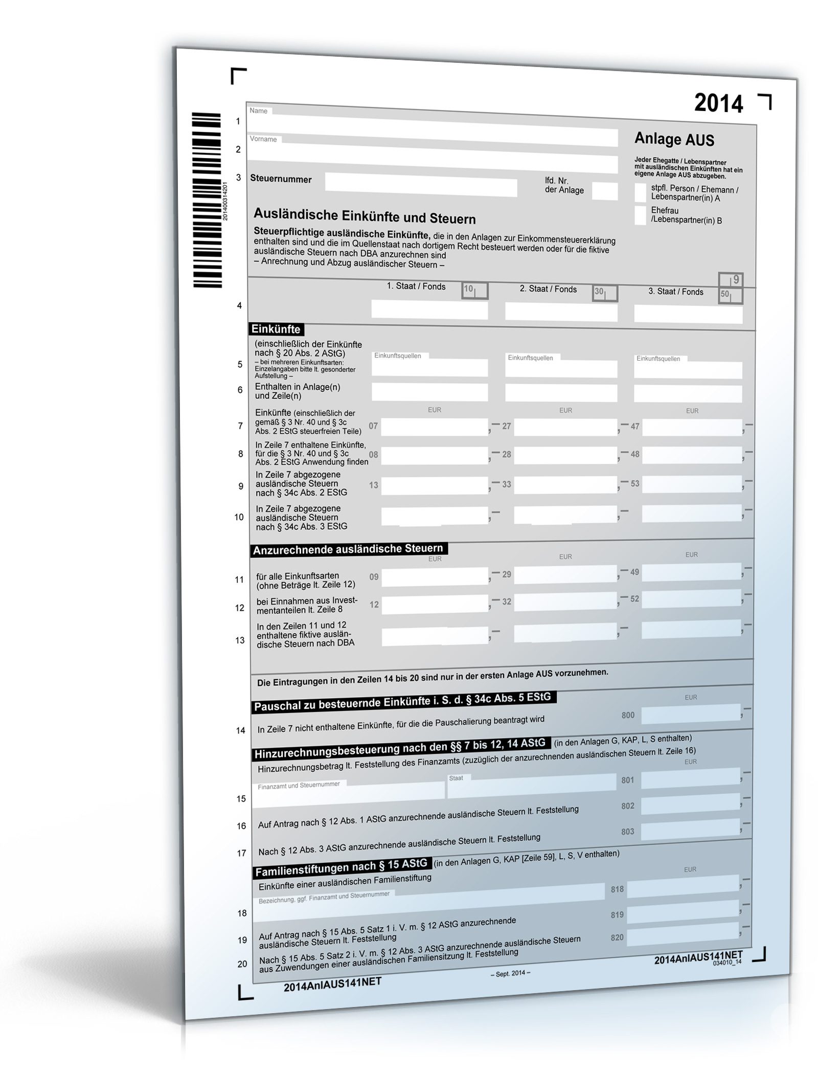 Anlage AUS 2014 Dokument zum Download