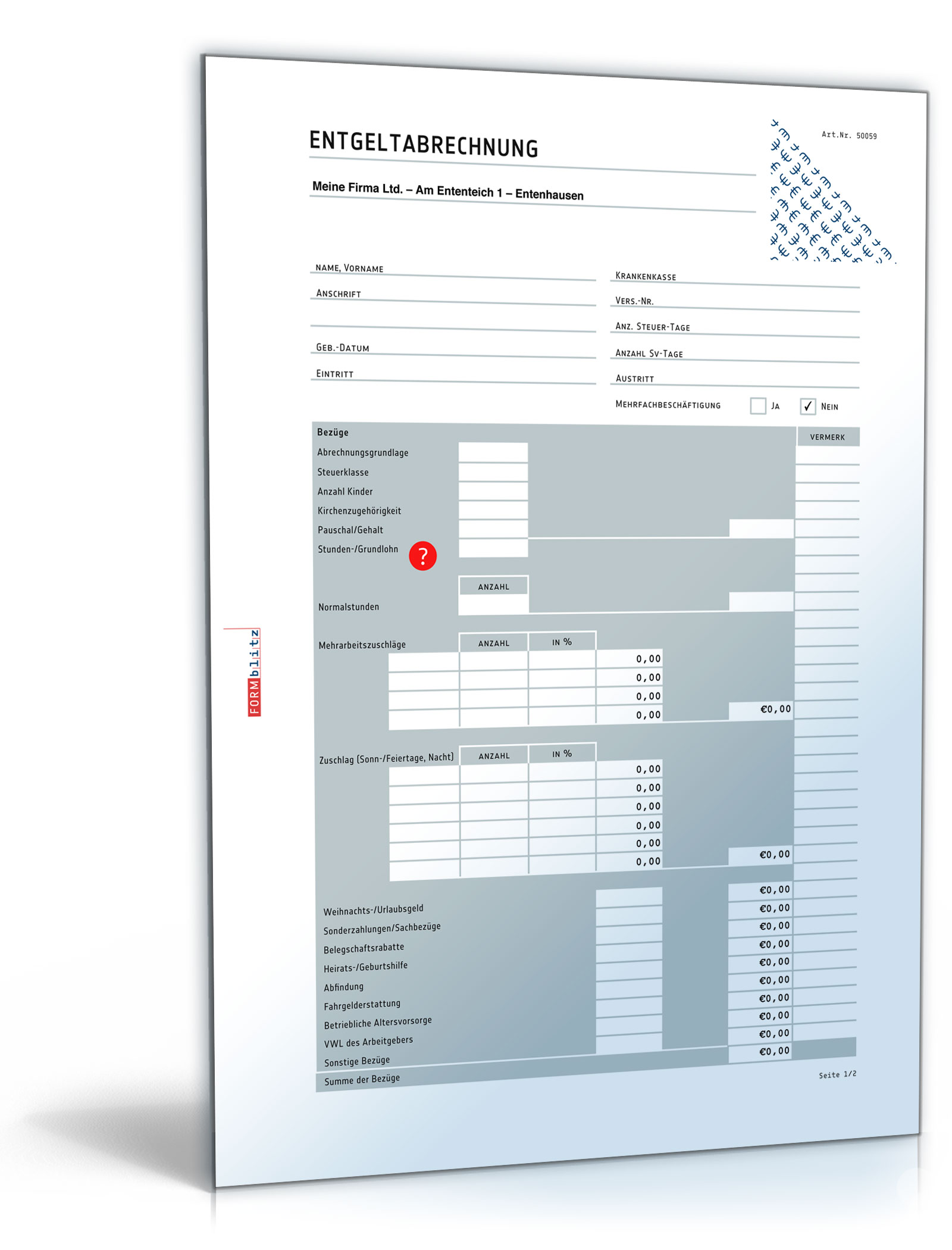 Lohnabrechnung / Gehaltsabrechnung 2015 Dokument zum Download