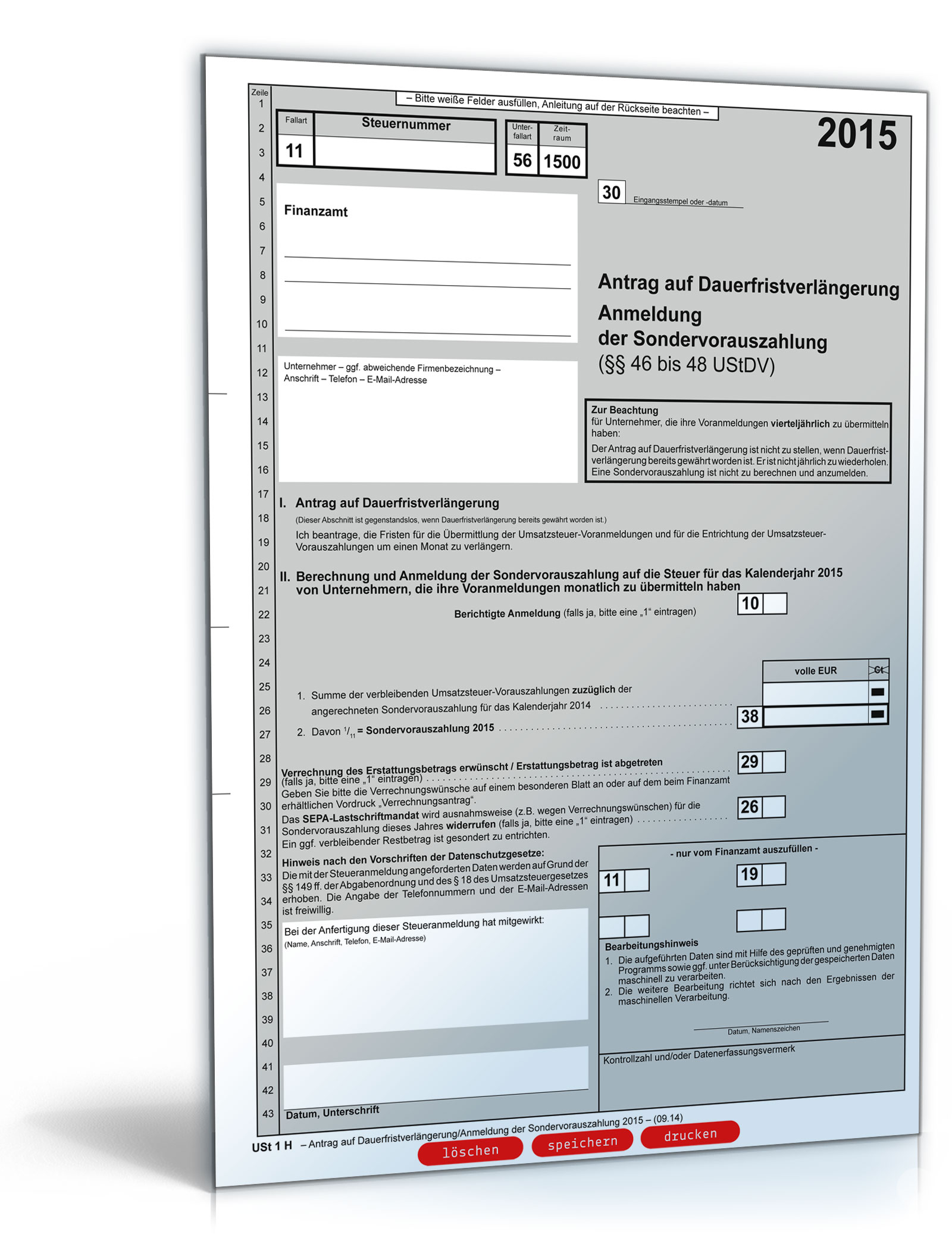 Antrag auf Dauerfristverlängerung 2015 Dokument zum Download