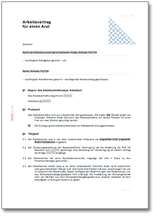 Arbeitsvertrag Zahnärzte Dokument zum Download