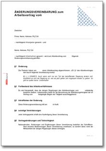 Zusatzvereinbarung Mankoabrede Dokument zum Download