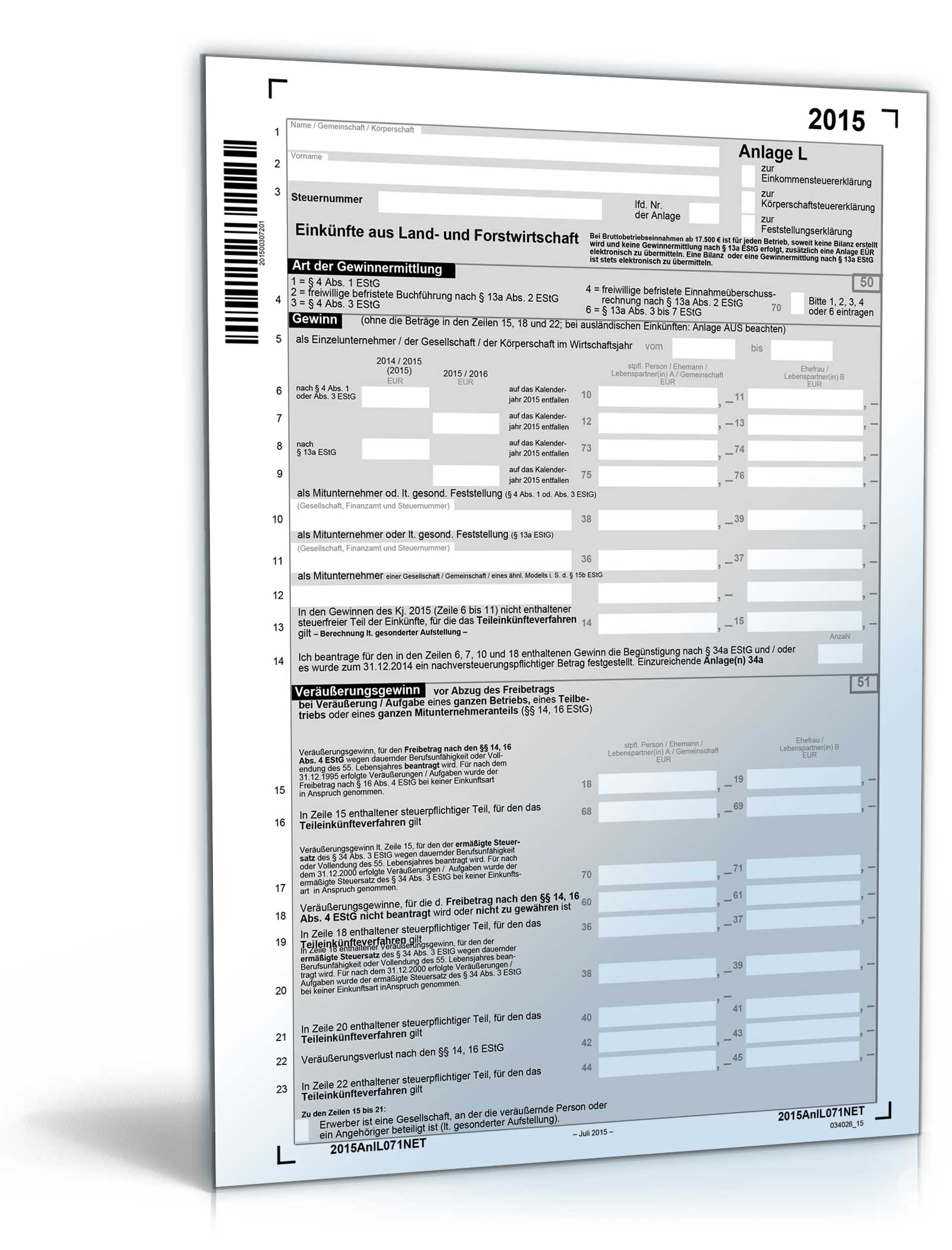 Anlage L 2015 Dokument zum Download