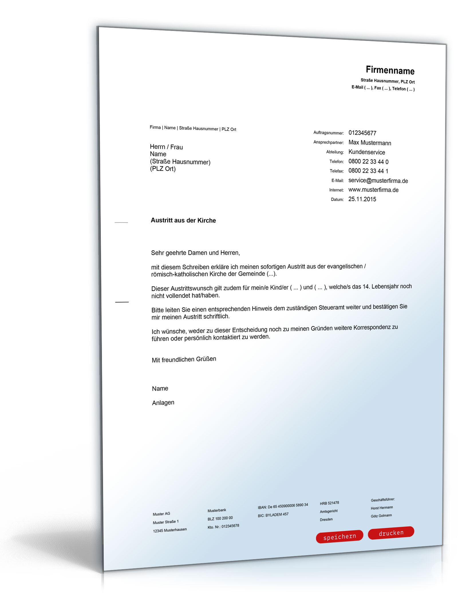 Antrag Kirchenaustritt Rheinland-Pfalz Dokument zum Download