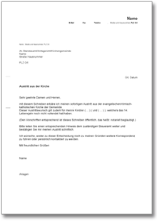 Antrag Kirchenaustritt Saarland Dokument zum Download