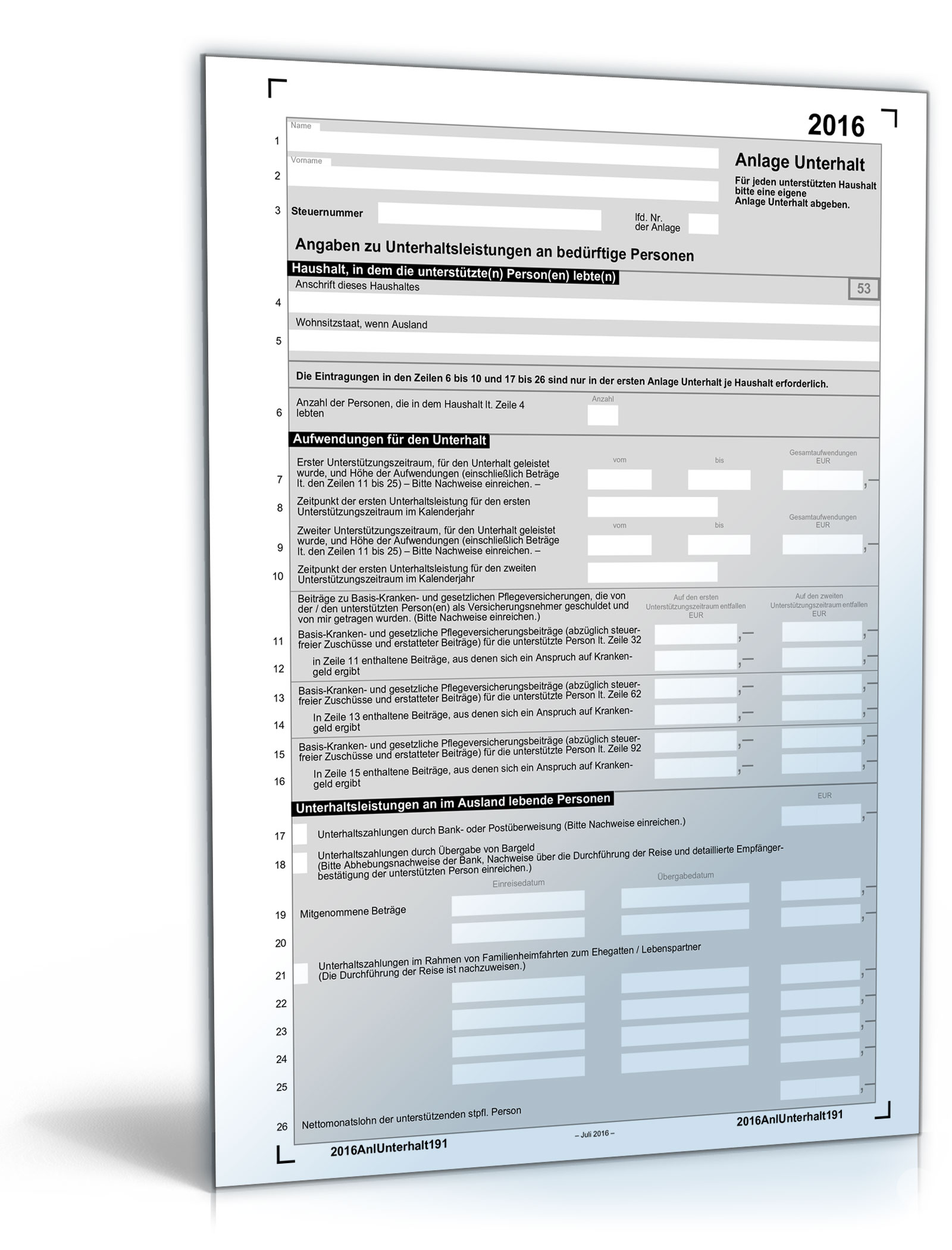 Anlage Unterhalt 2016 Dokument zum Download