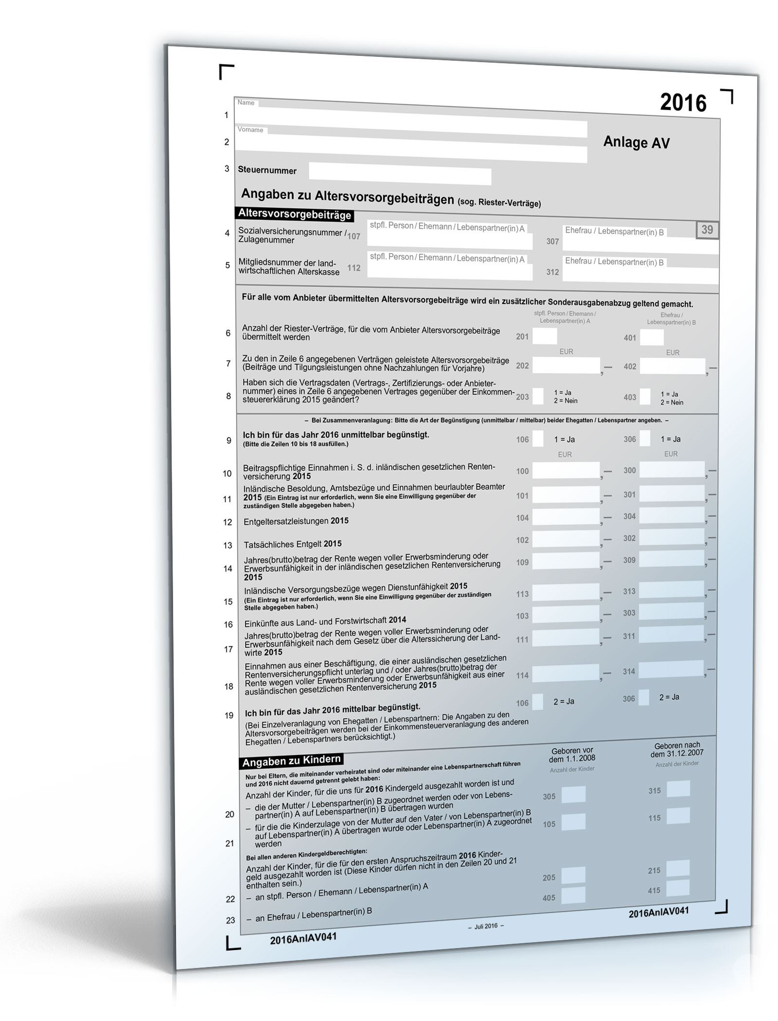 Anlage AV 2016 Dokument zum Download