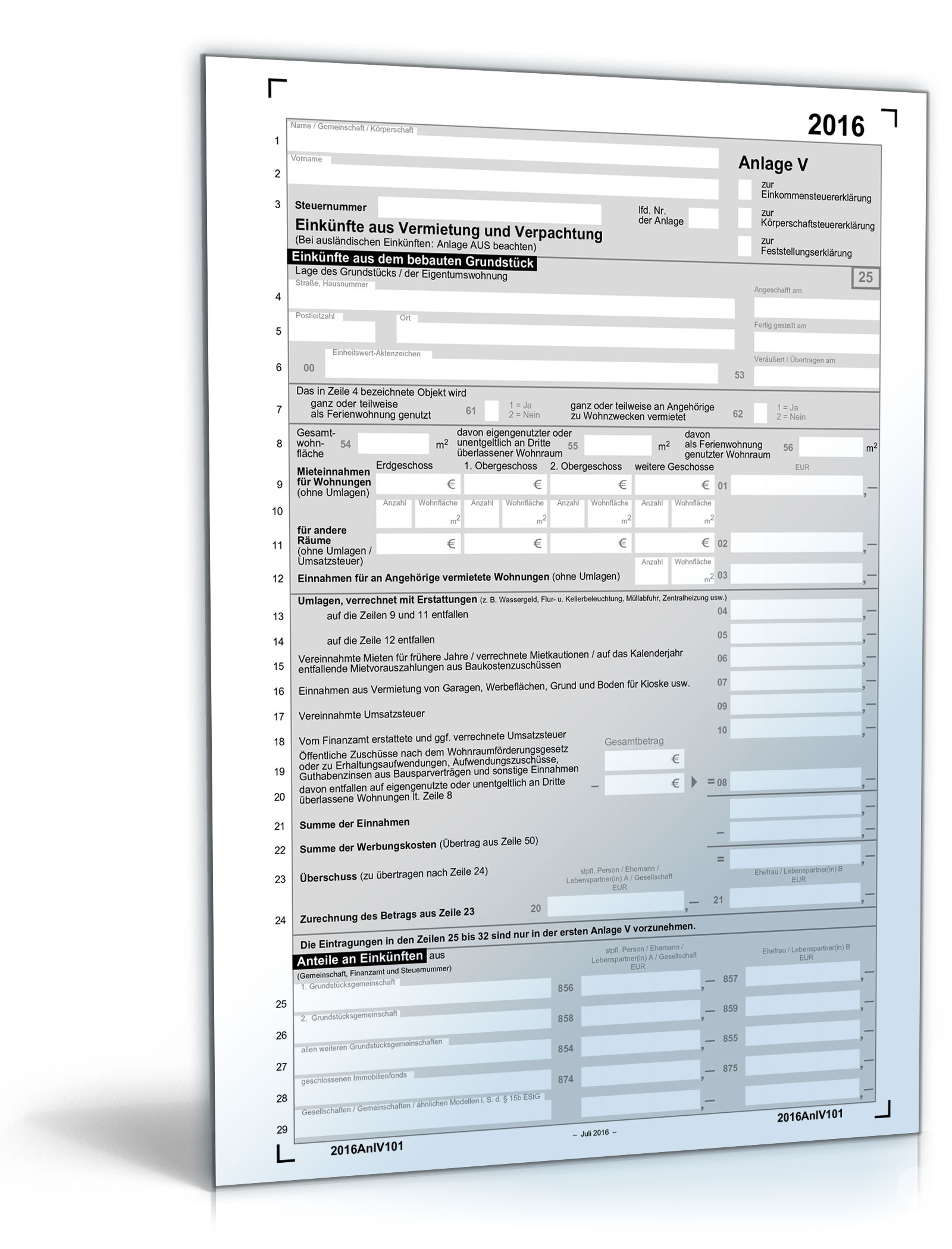 Anlage V 2016 Dokument zum Download