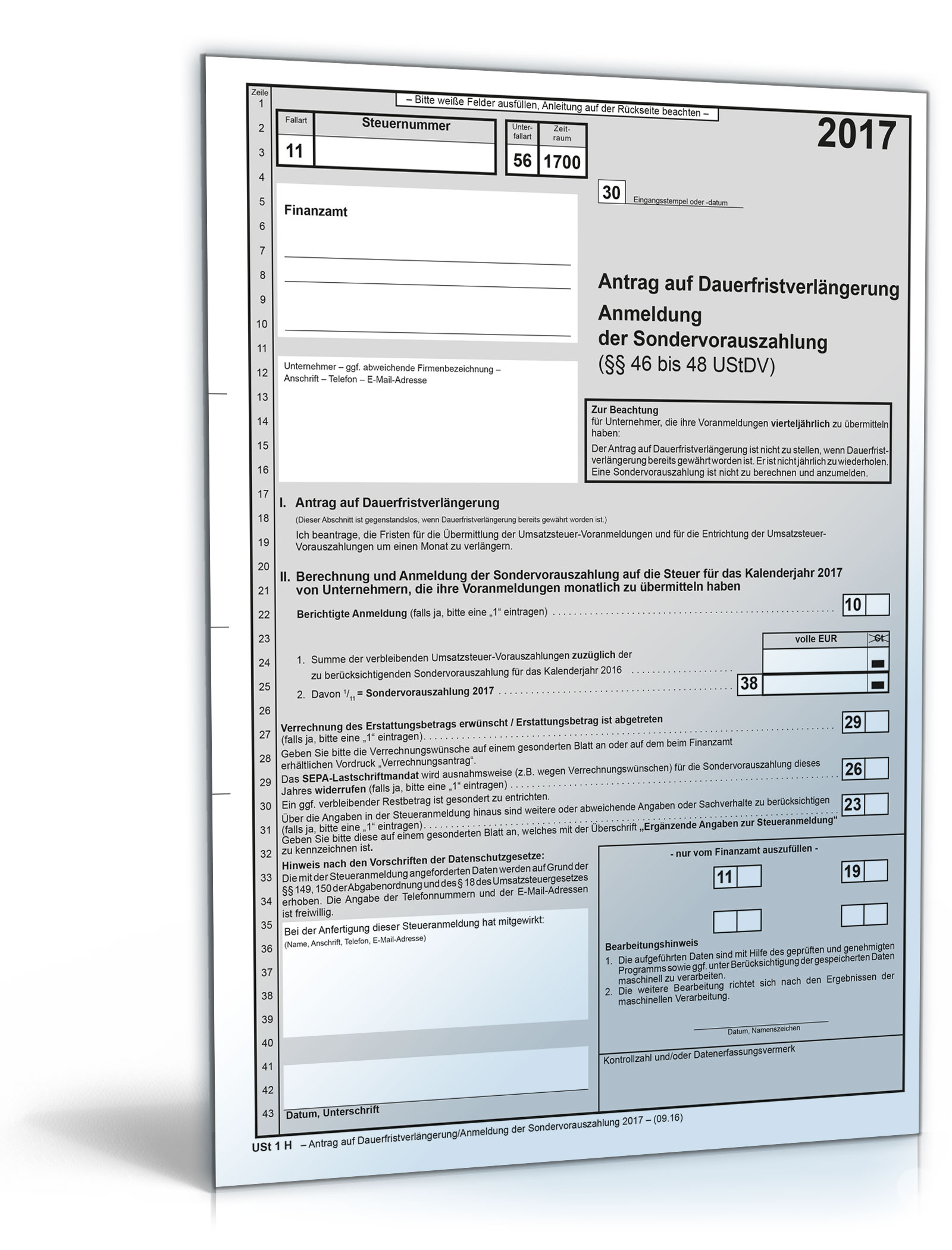 Antrag auf Dauerfristverlängerung 2017 Dokument zum Download