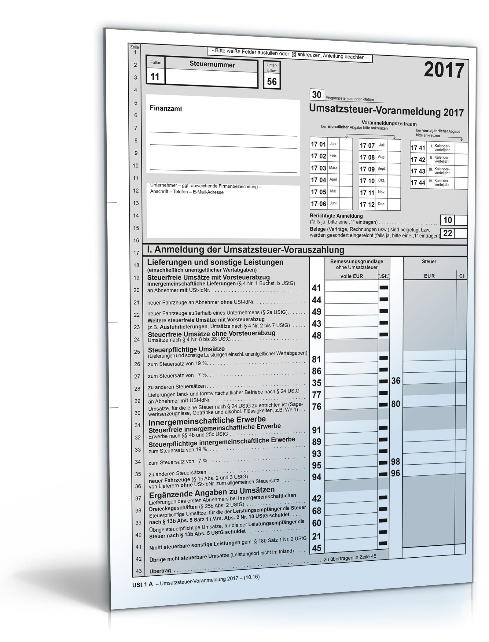 Umsatzsteuer-Voranmeldung 2017 Dokument zum Download