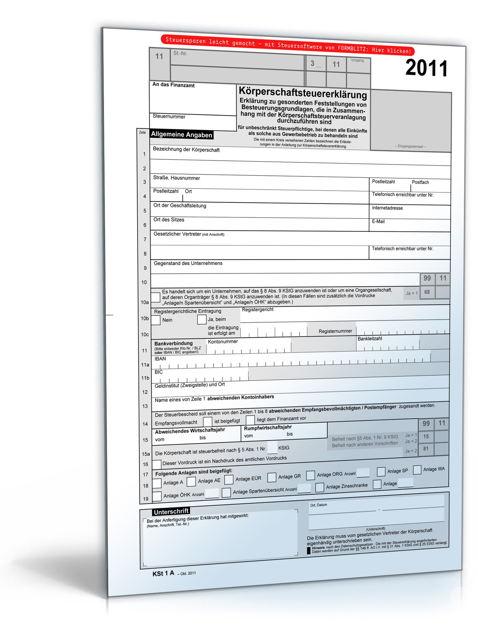 Körperschaftsteuererklärung 2011 Dokument zum Download