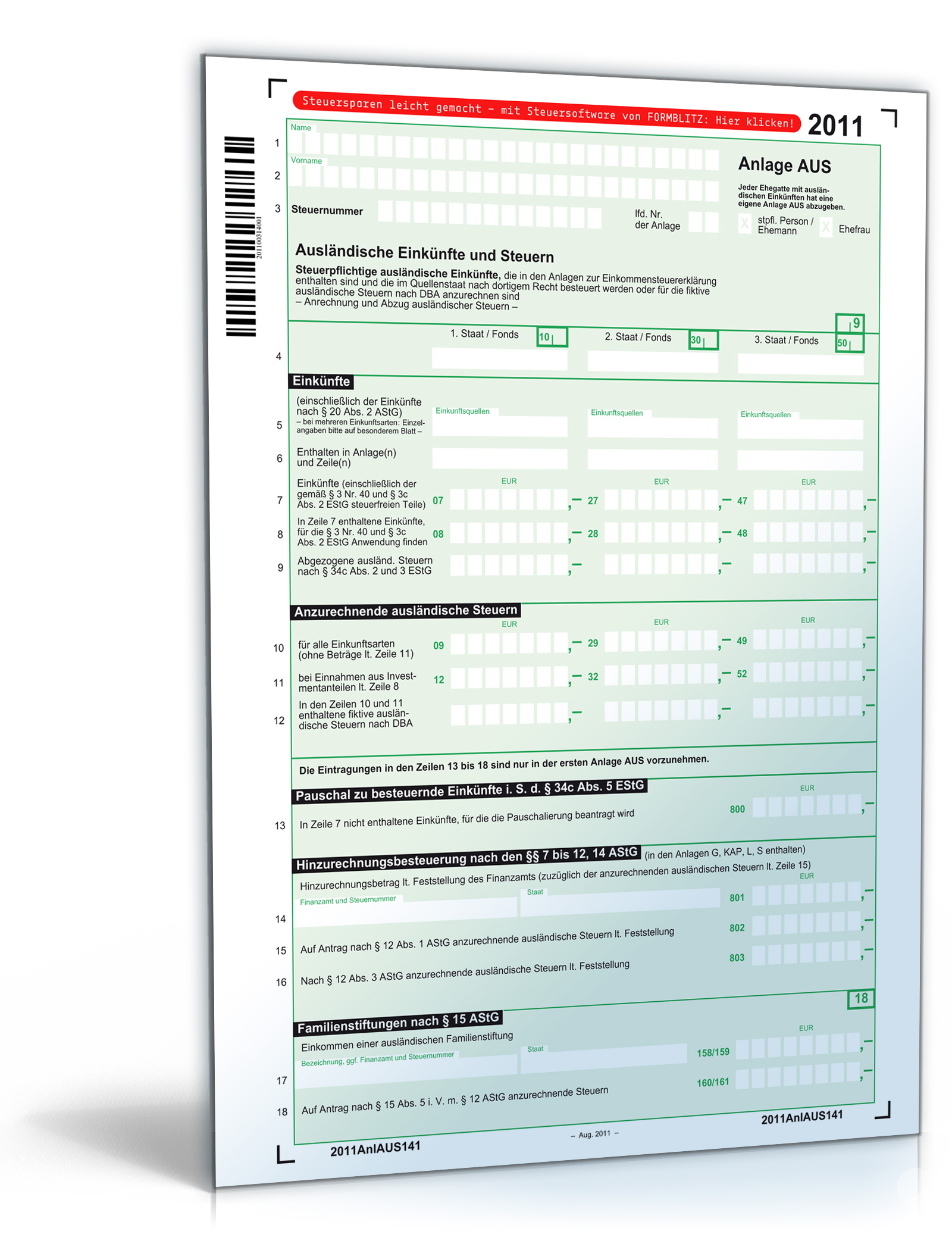 Anlage AUS 2011 Dokument zum Download