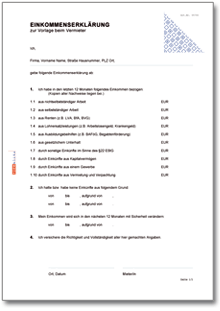 Einkommenserklärung Dokument zum Download