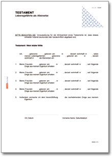 Testament Dokument zum Download