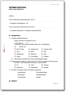 Zeitmietvertrag Dokument zum Download