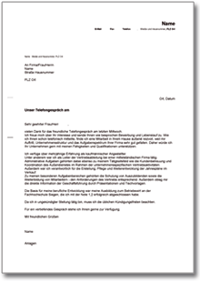 Bewerbung Arbeitsplatz (Matura) Dokument zum Download