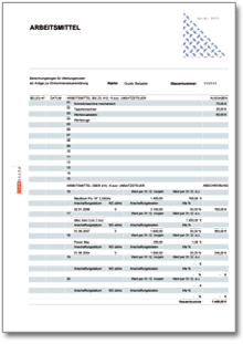 Rechentabelle: Werbungskosten Arbeitsmittel (ohne Mehrwertsteuer) Dokument zum Download