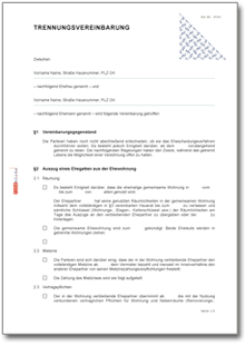 Trennungsvereinbarung (Eheleute mit Kindern) Dokument zum Download