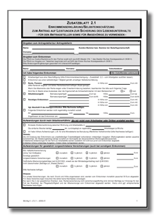 Zusatzblatt Einkommenserklärung/Selbsteinschätzung nach SGB II für ALG II Dokument zum Download
