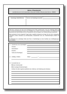 Unfallfragebogen nach SGB II für ALG II Dokument zum Download