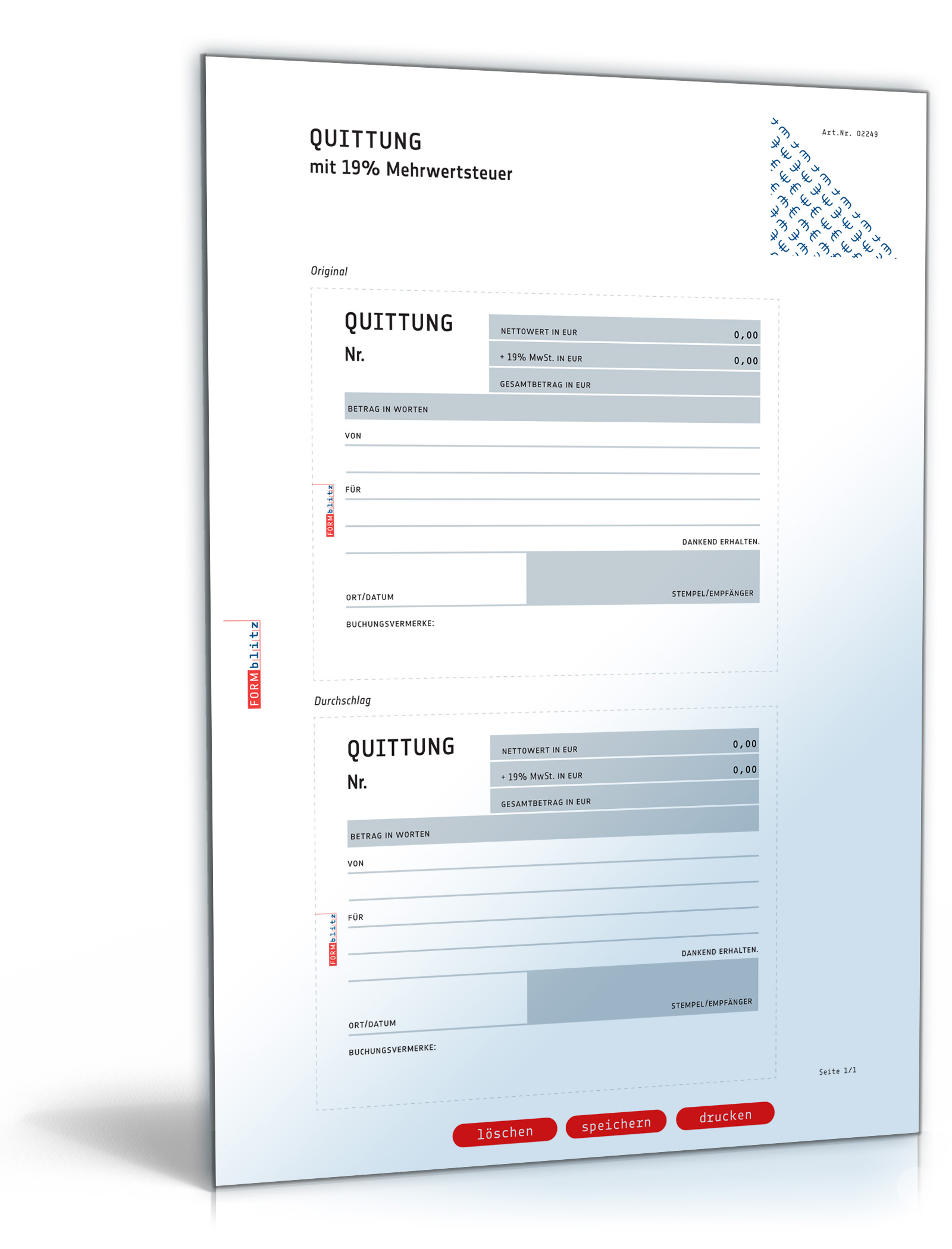 Quittung (Brutto 19%) Dokument zum Download