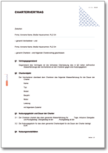 Chartervertrag Dokument zum Download