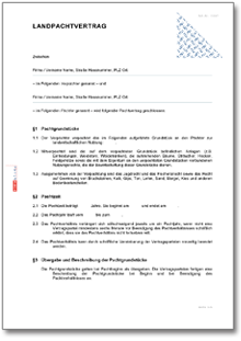 Landpachtvertrag Dokument zum Download