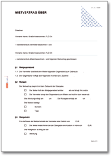 Mietvertrag über Gegenstände (mit Übergabe- und Rückgabebeleg) Dokument zum Download