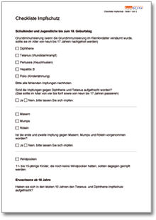 Checkliste Impfschutz Dokument zum Download