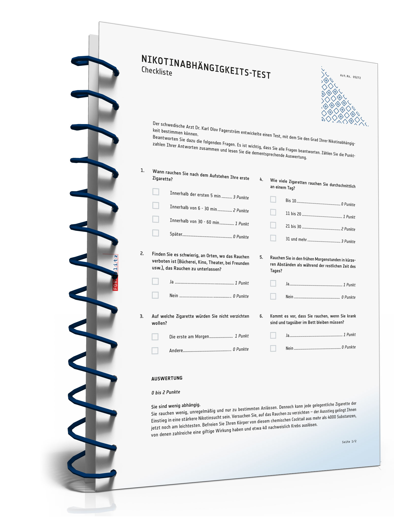 Checkliste Nikotinabhängigkeit Dokument zum Download