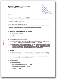 Aushilfsarbeitsvertrag (befristetes Arbeitsverhältnis) Dokument zum Download