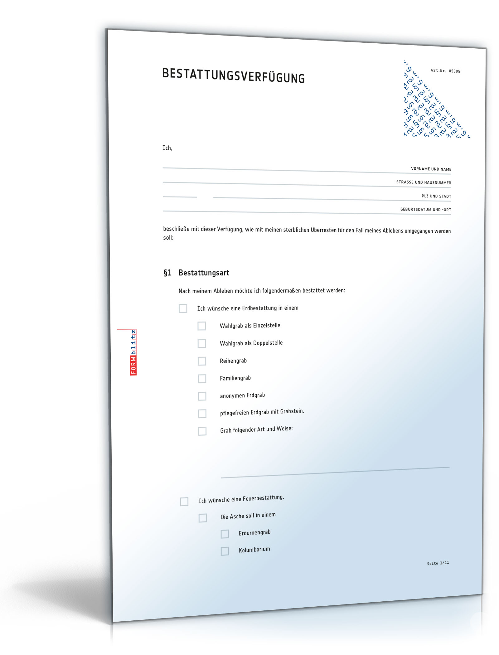 Bestattungsverfügung Dokument zum Download