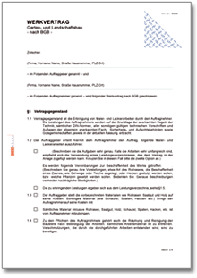 Werkvertrag über Garten- und Landschaftsarbeiten Dokument zum Download