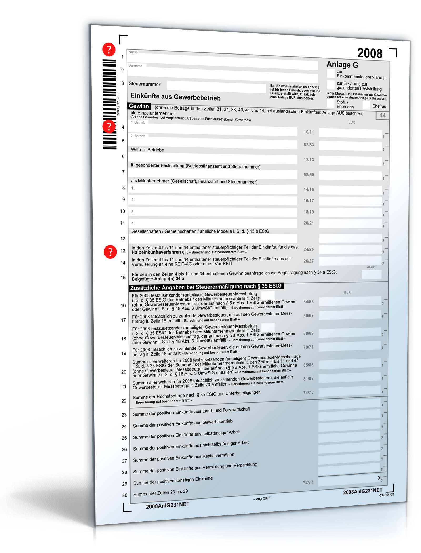 Anlage G 2008 Dokument zum Download