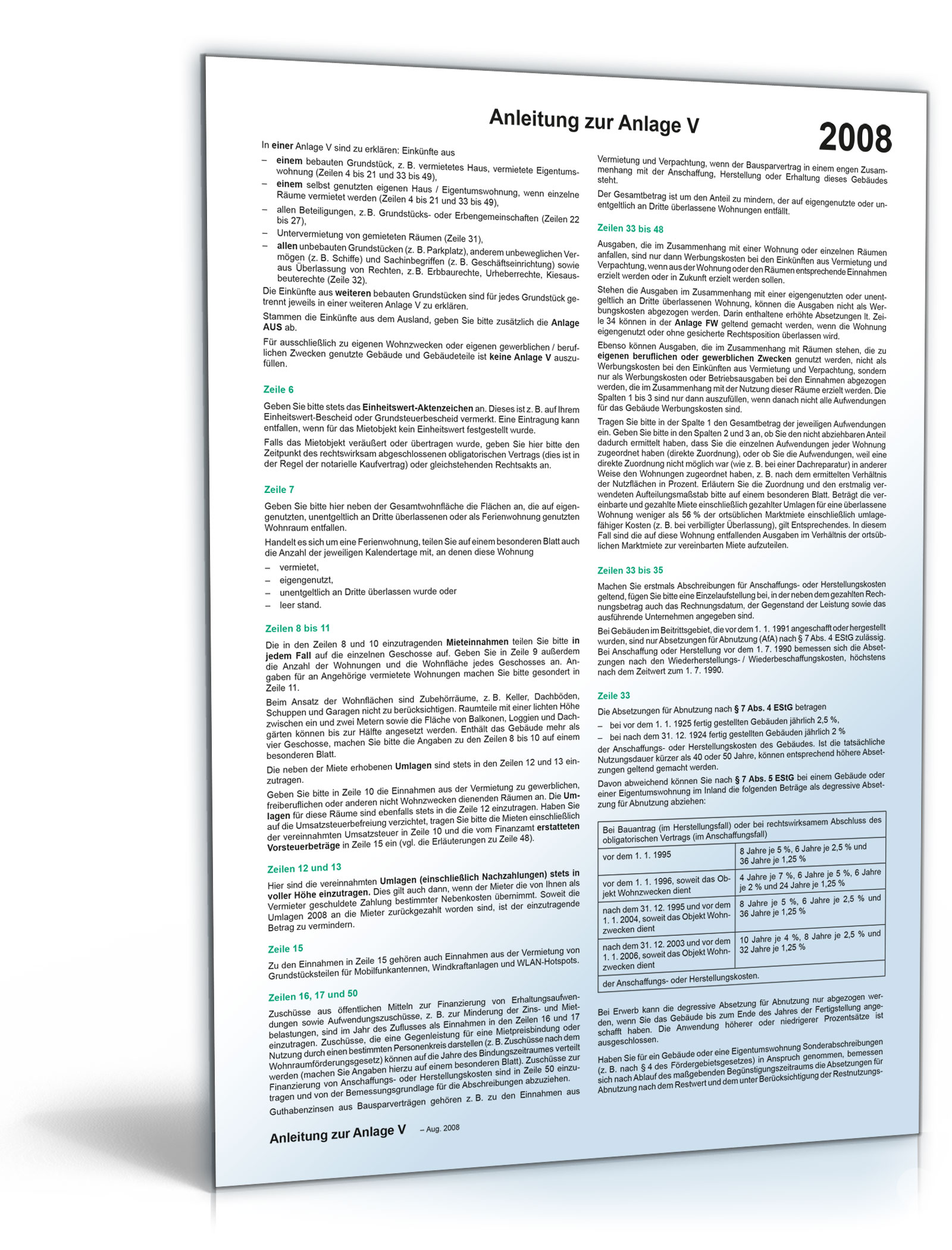 Anleitung Anlage V 2008 Dokument zum Download
