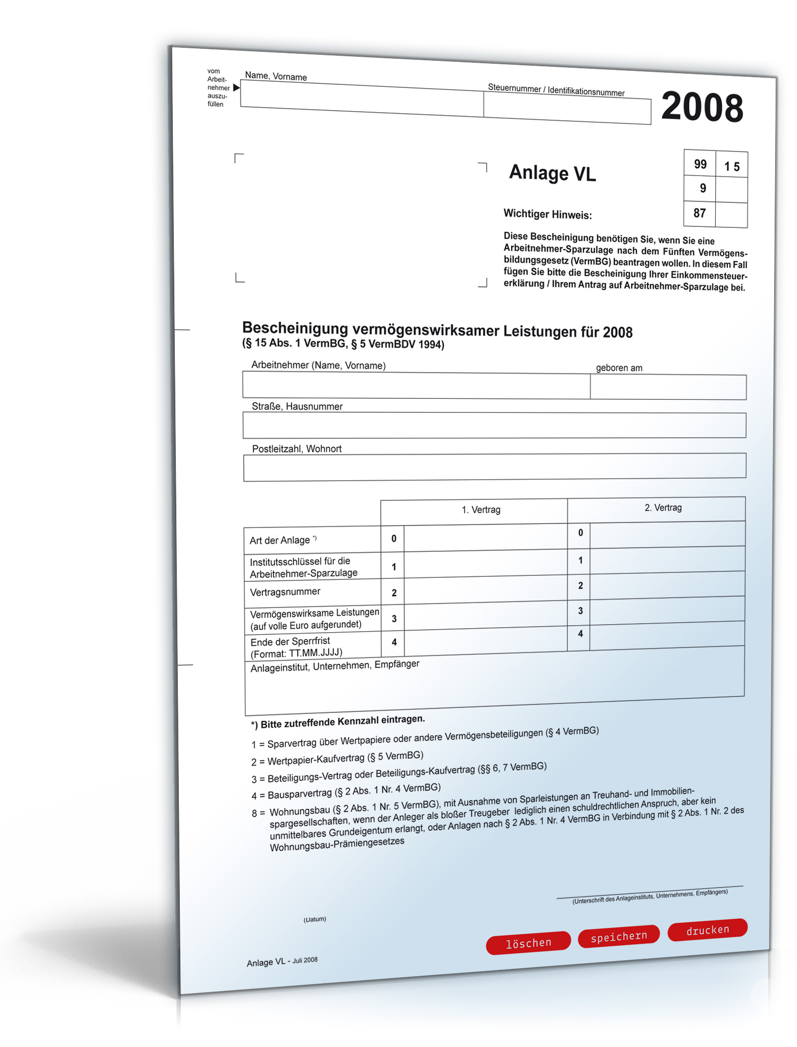 Anlage VL 2008 Dokument zum Download