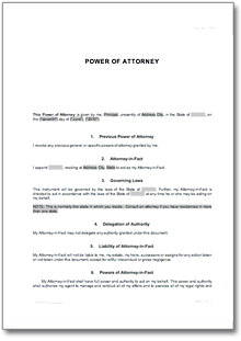 Specific Power of Attorney • DE Templates Download